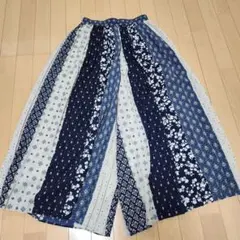 ネイビー系ストライプガウチョパンツ