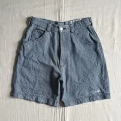 90s Bear USA ストライプ柄 ヒッコリーデニム ハーフパンツ ロゴ刺繍のサムネイル