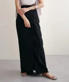 natural couture タイトスカート 巻きスカート風 フロントスリット