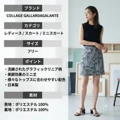 美品 コラージュガリャルダガランテ 洗練グラフィックリニア柄ミニスカート 日本製のサムネイル