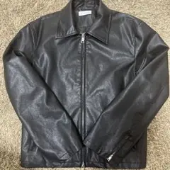 ZIP FIVE-White Lineレザーブルゾン