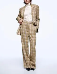 ZARA ザラ　チェック柄 マスキュリンパンツ　Mサイズ