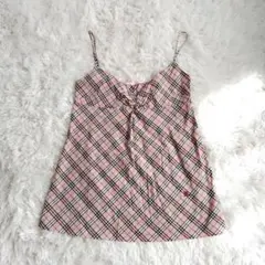 【美品】バーバリーブルーレーベル　チェック柄キャミソール　シャツ生地　y2k