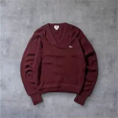 【希少】70s80sUSA製IZOD LACOSTE Vネックニットバーガンディ