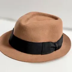 ウィーブトシ　中折れハット 日本製　ウール100%キャメルブラウン
