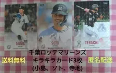 千葉ロッテマリーンズ キラキラカード3枚　小島投手、ソト選手、寺地捕手　匿名配送