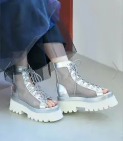 HARE　メッシュレースアップブーサン　シルバー　L　ブーツサンダルのサムネイル