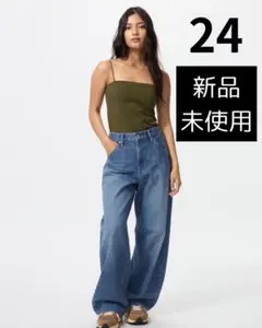 【新品未使用】UNIQLO バギーカーブジーンズ ブルー サイズ24
