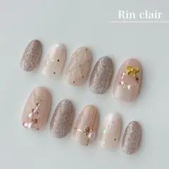 【現品】クリスマスネイル、キルティング、ピンク、ブライダル、ツリー、リース