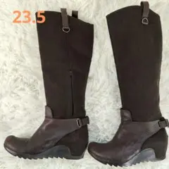 PUMA　プーマ　ロングブーツ　ブラウン　レザー切り替え　23.5