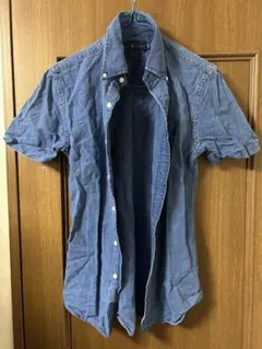 Ralph Lauren スリムフィット 半袖シャツ デニムブルー