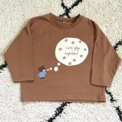 くまプリントロングTシャツ　90cmブラウン