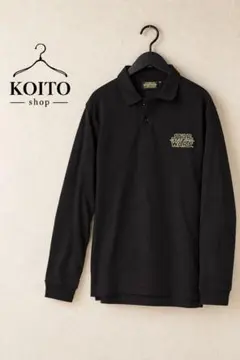 STAR WARS フォースの覚醒 刺繍ロゴ 長袖ポロシャツ 黒 M 綿100%