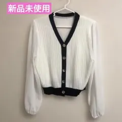 GRL シフォンスリーブ配色ニットトップス M 新品未着用
