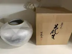 茶道具　古陶園　竹鳳窯　伊藤伊平作　染付菊唐草文　茶壺　共布共箱　V　8013 茶道具 古陶園 竹鳳窯 伊藤伊平作 染付菊唐草文 茶壺 共布