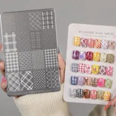 大判ネイルスタンププレート　チェック柄①