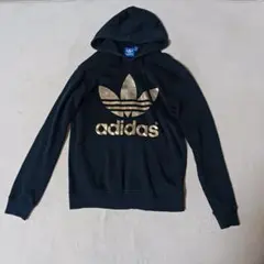 アディダス 黒金 フーディ パーカー adidas　90S