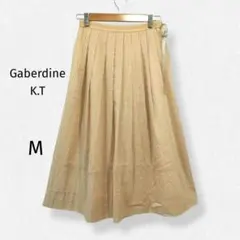 Gaberdine K.T 春夏 ベージュストライプ プリーツフレアスカートMのサムネイル