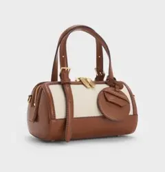 Charles &Keith エノラ キャンバスツートーンボウリングバッグ