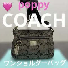 COACH POPPY ポピー レザー ショルダーバッグ ブラック チャーム付 