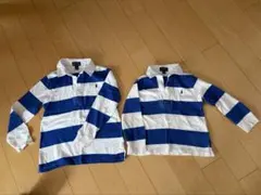 Polo Ralph Lauren 青白ストライプ ポロシャツ　兄弟お揃い