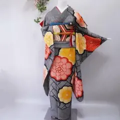 セール中‼️振袖7点フルセット367G 正絹　成人式　卒業式　大正ロマン 菊牡丹