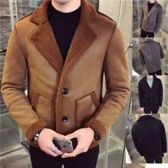 ブルゾン 裏起毛 メンズ ムートンコート 暖かい チェスターコート 無地
