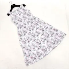 美品 Sybllaマルチカラー 総刺繍ヘリンボーン 半袖 ワンピース L