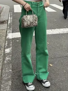 ZARAデニム　グリーン
