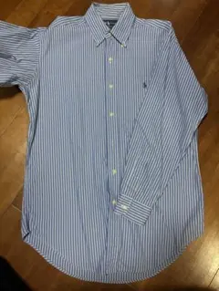 ポロ・ラルフ・ローレン 長袖シャツ 青白ストライプ