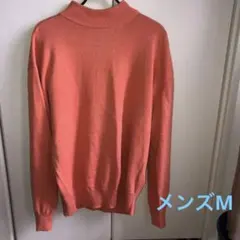 PER.PCSサーモンピンクリブ編み ハイネック トレーナー