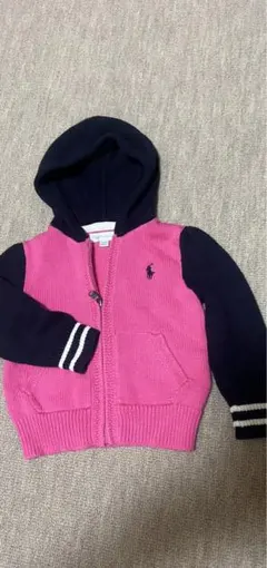 Ralph Lauren フード付きトレーナー 12M ピンク/ネイビー