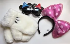 【ディズニー グッズ 3点セット】ミニー リボン カチューシャ サングラス 手袋