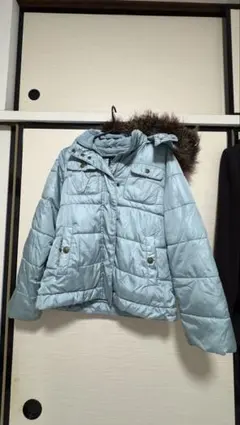 GapKids 中綿ブルゾン 160 水色 ファー付フード