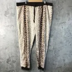 B722古着　柄パンツ　パジャマパンツ　茶　90s Y2K