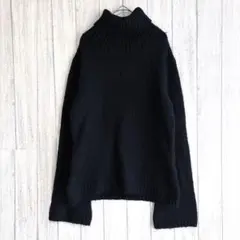 コムサイズム ドロップショルダー ハイネックニット【L】ブラック ワイドスリーブ