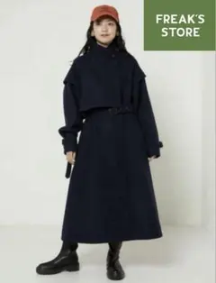 フリークスストア　ウーリースタンドトレンチコート　ネイビー