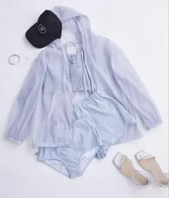 シアーパーカー4SETスイムウェア M ブルー 水着 mystic