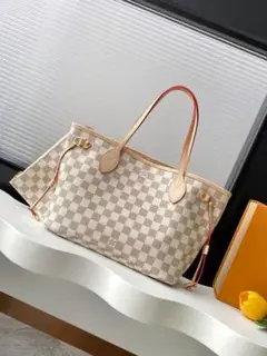 LOUIS VUITTONチェック柄ショルダーバッグ 大容量 ポーチ付き
