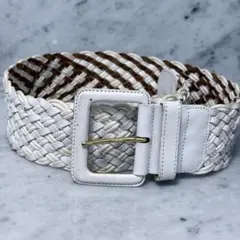 Christian Dior クリスチャンディオール メッシュベルト 本革 白のサムネイル