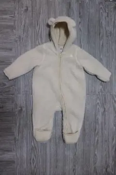 くま耳フード付きボアカバーオール クリーム色