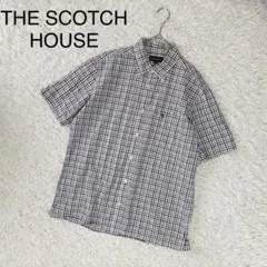 【ザスコッチハウス】半袖チェック柄シャツ　LL ビックサイズ　コットン　三陽商会