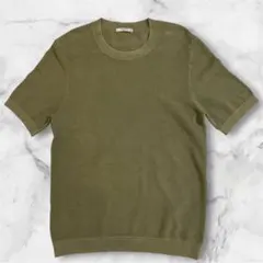 LARDINI ラルディーニ イタリア製 コットン 半袖ニット 46 M カーキ 
