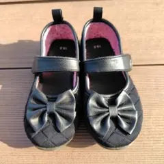 黒 リボン付き フォーマルシューズ 19.0cm