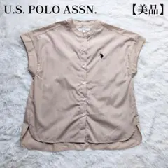 美品 U.S. POLO ASSN. フレンチスリーブシャツ ベージュ L