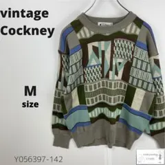 美品 Cockney ヴィンテージ ニット セーテー 総柄 レトロ 日本製 M
