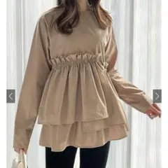 【美品】グレイル　アシンメトリーティアードブラウス[gf40] ベージュ　長袖