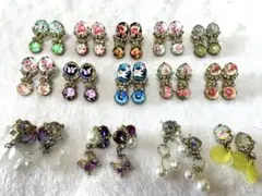値下‼️15点セット‼️オーダーハンドメイド作品購入ピアスまとめ売りバラ蝶花パール