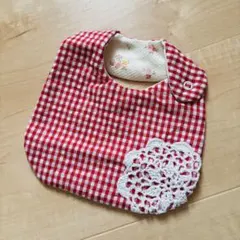 スタイ　ハンドメイド　リバーシブル　チェック　レース　花柄