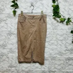 【d59】【ナノアンドコー】ベージュ タイトスカート 前スリット　【S】